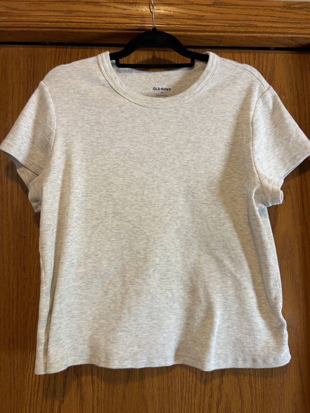 Old Navy Light Heather Gray Ribbed Crewneck Tee -xxl